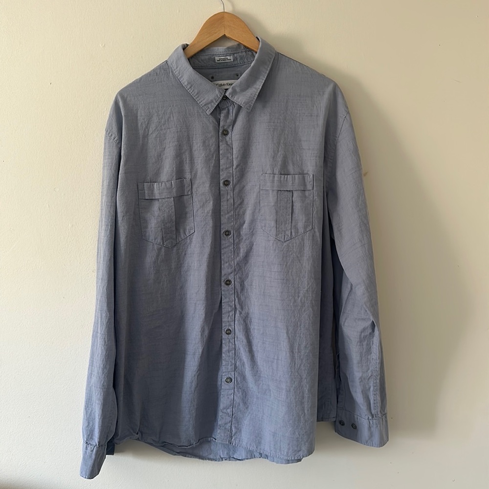 Calvin Klein Button Down Casual Blue Shirt